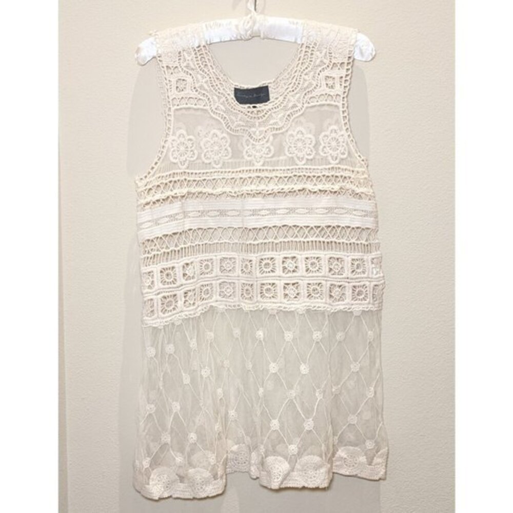 Anthropologie Sunday in Brooklyn Lace Crochet Sheer Summer Tank Top